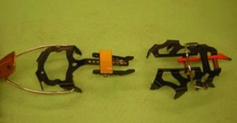 Climbing gear failure: crampon fracture.