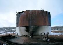 Industrial fire and explosion.