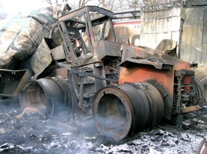 Agricultural tractor fire.